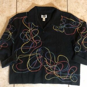 Chicos sz 3 boiled wool embroidered jacket